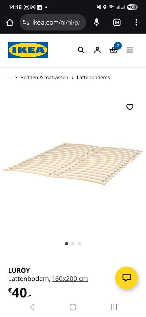 Gebruikt Ikea lattenbodem, Huis en Inrichting, Slaapkamer | Matrassen en Bedbodems, Gebruikt, 160 cm, 200 cm, Tweepersoons, Ophalen