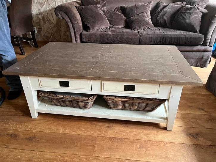 Mooie stevige landelijke salontafel 140x80, Huis en Inrichting, Tafels | Salontafels, Gebruikt, Minder dan 50 cm, 50 tot 100 cm