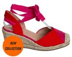 Suedine Orange Pink Sleehak Espadrilles mt 39, Nieuw, Oranje, Ophalen of Verzenden, Espadrilles of Moccasins