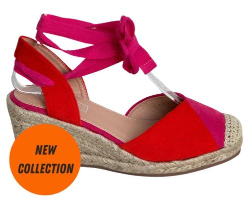 Suedine Orange Pink Sleehak Espadrilles mt 39, Kleding | Dames, Schoenen, Nieuw, Espadrilles of Moccasins, Oranje, Ophalen of Verzenden