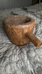 Te koop, mooie zware houten vijzel doorsnee 24 cm hoog 22 cm, Huis en Inrichting, Woonaccessoires | Overige, Ophalen of Verzenden