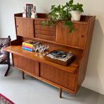 - Vintage highboard (uitschuifbaar blad) Deens -, Huis en Inrichting, Kasten | Dressoirs, Gebruikt, ., Ophalen of Verzenden, .