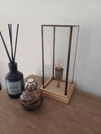 Schemerlampen set van 2. Hout en glas. €15 voor 2 stuks., Ophalen of Verzenden, Zo goed als nieuw, Hout