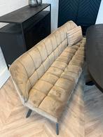 Magazijn leegverkoop eetbank velvetstof beige metaal zwart, Overige kleuren, Drie, Nieuw, Ophalen of Verzenden