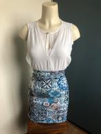 Fracomina wit blauw net jurkje tank dress s xs, Blauw, Ophalen of Verzenden, Zo goed als nieuw, Knielengte