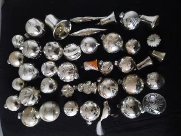40 oude kerstballen kerstornamenten brocante kerst zilver  beschikbaar voor biedingen