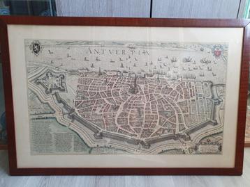 Oude antieke  ets / gravure  stad  Antwerpen  beschikbaar voor biedingen