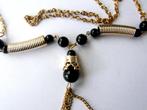 Prachtige lange zwart faux parel ketting, Verzenden, Zo goed als nieuw, Met hanger