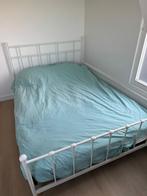 Wit metalen bed - twijfelaar, Ophalen, 90 cm, Eenpersoons, Wit