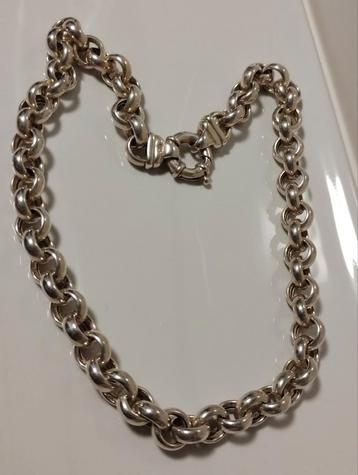 Oude zilveren 925 jasseron collier 45 cm  beschikbaar voor biedingen