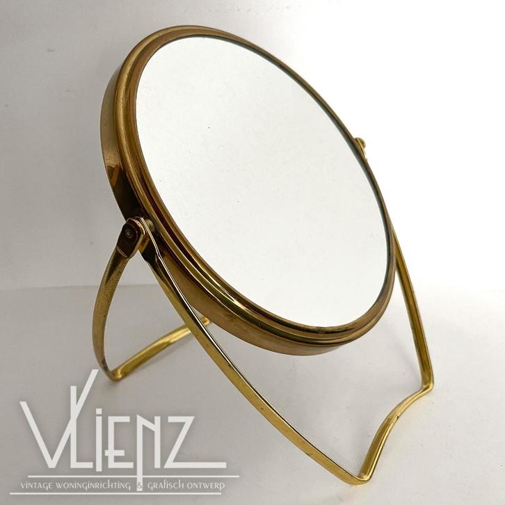 Midcentury, vintage messing Frasco make-up spiegel, scheer, Huis en Inrichting, Woonaccessoires | Spiegels, Gebruikt, Minder dan 50 cm
