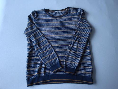 Maat M. Blauw met witte EDC trui met een oker geel streepje., Kleding | Dames, Truien en Vesten, Zo goed als nieuw, Maat 38/40 (M)