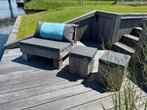 Lounge set hardhout:bank + 4 hockers incl kussen BIG PILLOWS, Tuin en Terras, Tuinsets en Loungesets, Ophalen, Hardhout, 6 zitplaatsen
