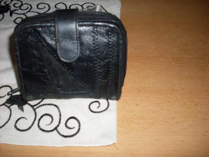 zwart lederen portemonnee, Sieraden, Tassen en Uiterlijk, Portemonnees, Gebruikt, Zwart, Leer, Ophalen