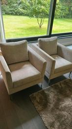 2 Beige fauteuils 74b/ 89d/ 69h, Ophalen, Zo goed als nieuw, 75 tot 100 cm