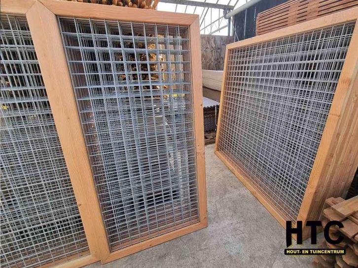 Ijzer trelly met een Douglas houten rand € 35,-, Tuin en Terras, Schuttingen, Nieuw, Hout, 1 tot 2 meter, Minder dan 3 meter, Ophalen of Verzenden