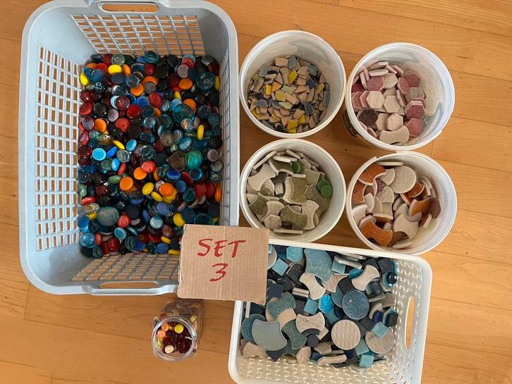 Set 3: Mozaïek stenen glas nuggets diverse varianten, Hobby en Vrije tijd, Knutselen, Zo goed als nieuw, Materiaal, Ophalen of Verzenden