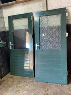 2 Hardhouten Buitendeuren met Dubbel Glas - 88x201.5cm, Gebruikt, 80 tot 100 cm, Ophalen of Verzenden, Buitendeur