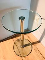 Dutch Originals bijzettafel glas met chroom, Huis en Inrichting, Tafels | Bijzettafels, Minder dan 55 cm, Rond, Ophalen, 45 tot 60 cm