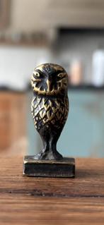 Antiek brons miniatuur beeldje uil, Ophalen of Verzenden
