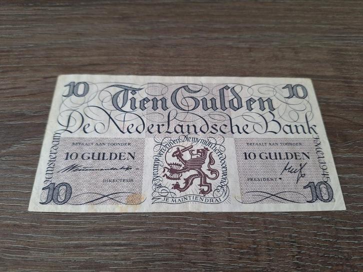 Biljet 10 gulden geldzuivering Lieftinck, 1945, Postzegels en Munten, Bankbiljetten | Nederland, 10 gulden, Ophalen of Verzenden