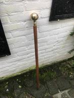 houten flaneer/ wandelstok met koperen globe, Ophalen of Verzenden, Zo goed als nieuw