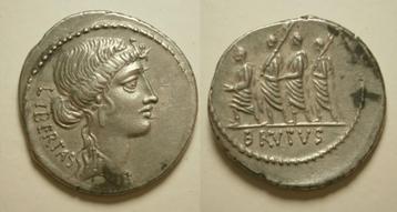 Romeinse Republiek 54 BC Brutus, as moneyer, AR Denarius. beschikbaar voor biedingen