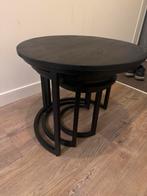 Set van 3 bijzettafel, Ophalen of Verzenden, Rond, Hout, Minder dan 55 cm