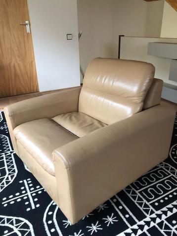 Lounge fauteuil Artifort, beige vintage jaren 70 design leer