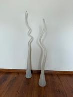 Twee mooie siervazen, Ophalen, Wit, 75 cm of meer, Glas