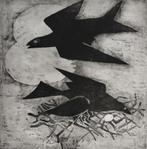 Jeanne Bieruma Oosting – het nest - gesigneerde ets, Antiek en Kunst, Kunst | Etsen en Gravures, Ophalen of Verzenden