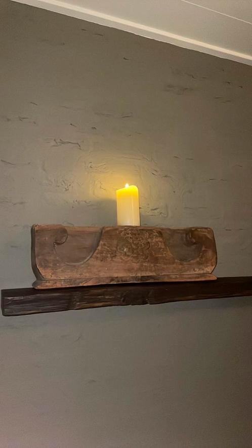 Landelijk sobere oud houten poer super mooi!, Huis en Inrichting, Woonaccessoires | Kandelaars en Kaarsen, Zo goed als nieuw, Hout
