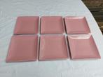 6 vierkante roze bordjes nieuw., Ophalen, Nieuw, Bord(en), Overige stijlen