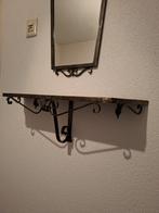 Smeedijzere spiegel + plank, Huis en Inrichting, Woonaccessoires | Spiegels, Ophalen, Gebruikt, Minder dan 100 cm, Overige vormen