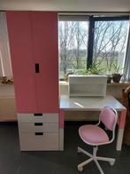 Roze/witte grundlig kast, pahl bureau zonder bureaustoel, Kast, Gebruikt, Ophalen