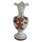 Glazen opaline VAAS vintage oranje wit 19,5 cm, Antiek en Kunst, Antiek | Glas en Kristal, Ophalen of Verzenden