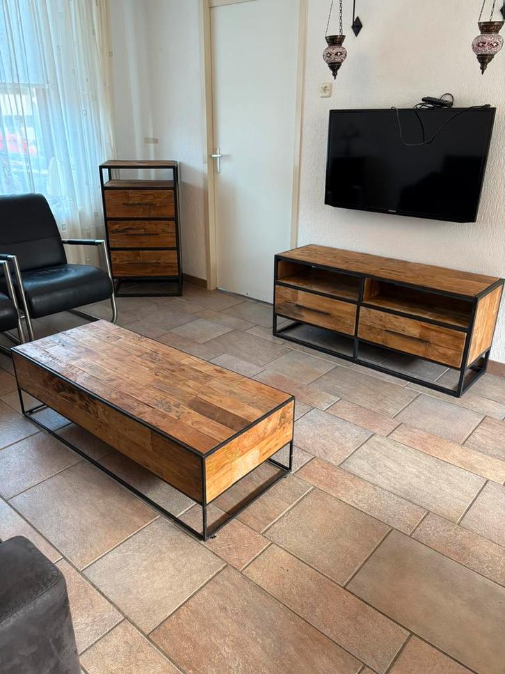 Industriële Meubelset – TV-meubel + Dressoir + Salontafel, Huis en Inrichting, Complete inboedels, Ophalen
