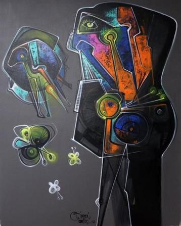 Aanbieding !! 3 Acrylschilderijen van Simeon Gonzales + Boek beschikbaar voor biedingen