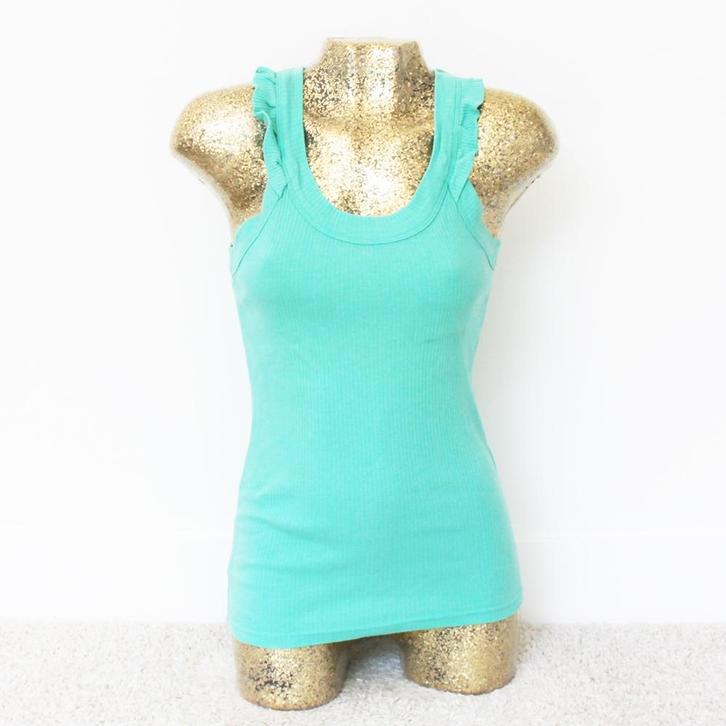 Kiss Therapy Topje (XS) - 24 € 15,-, Kleding | Dames, Tops, Zo goed als nieuw, Maat 34 (XS) of kleiner, Blauw, Zonder mouw, Ophalen of Verzenden