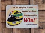 Ayrton Senna helm tekst reclamebord van metaal wandbord deco, Verzamelen, Automerken, Motoren en Formule 1, Ophalen of Verzenden
