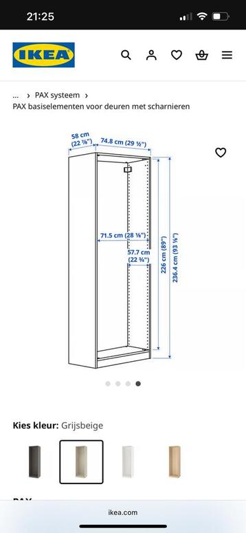 IKEA pax kast 75x58x236 - afbeelding 4