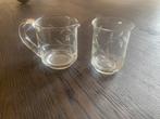 Oud geslepen glazen melk en suiker set, Antiek en Kunst, Antiek | Glas en Kristal, Ophalen of Verzenden