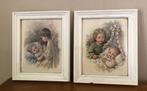 2 leuke brocante prentjes met kinderen, Antiek en Kunst, Curiosa en Brocante, Ophalen of Verzenden