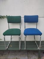 Vintage buisframe stoelen, Huis en Inrichting, Stoelen, Ophalen, Gebruikt, Metaal, Twee