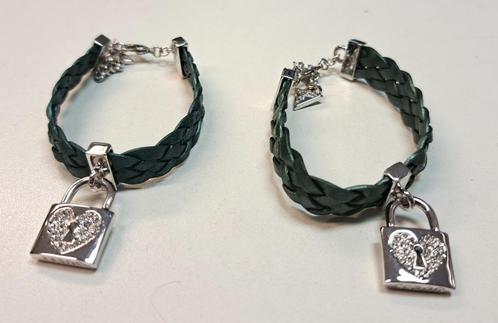 Guess armband (2x, prijs p.st) groen gevlochten+zilver 44664, Sieraden, Tassen en Uiterlijk, Armbanden, Zo goed als nieuw, Leer