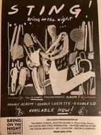 Paginagrote A3 advertentie STING Bring On The Night release, Ophalen of Verzenden