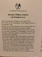 Broeder van Kampen 1924 Obdam 2012 Teteringen, Ophalen of Verzenden, Bidprentje