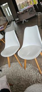 4 kuipstoelen - Hout & Kunststof wit, Gebruikt, Wit, Scandinavisch, Vier