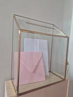 Glazen enveloppenbox, Ophalen of Verzenden, Zo goed als nieuw, Versiering, Geboorte of Huwelijk