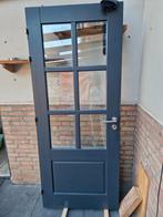 Massief houten achterdeur met roeden, Ophalen, 80 tot 100 cm, 200 tot 215 cm, Hout